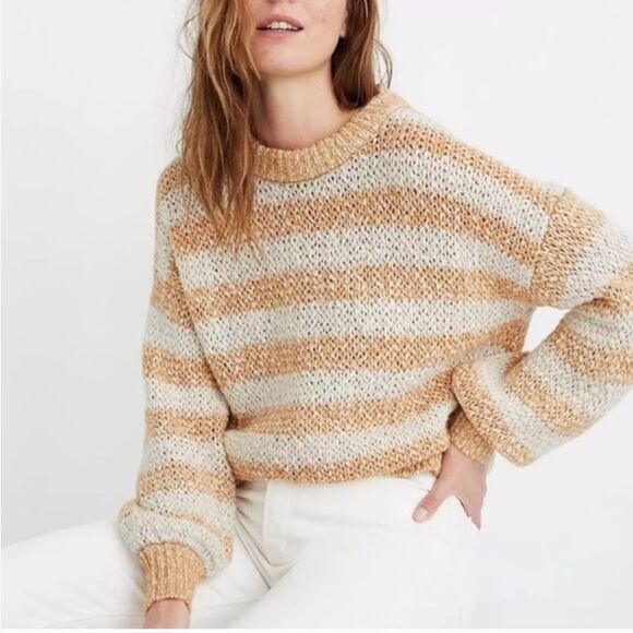 Madewell Sweaters - Madewell Women's Baez Pullover Sweater Long Sleeve in Stripe Size XL